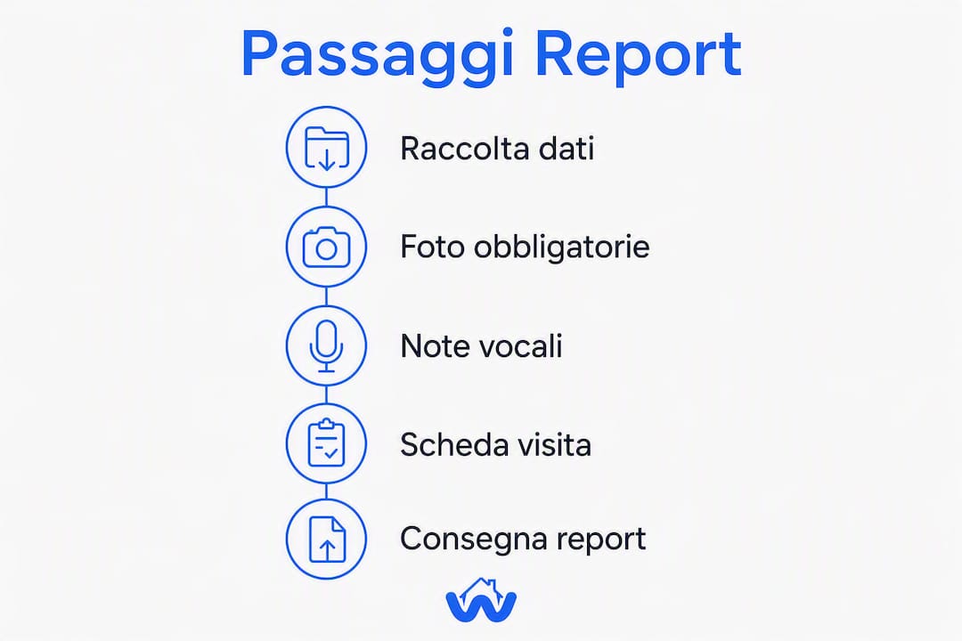 Grafica illustrativa che sintetizza le fasi principali del sopralluogo